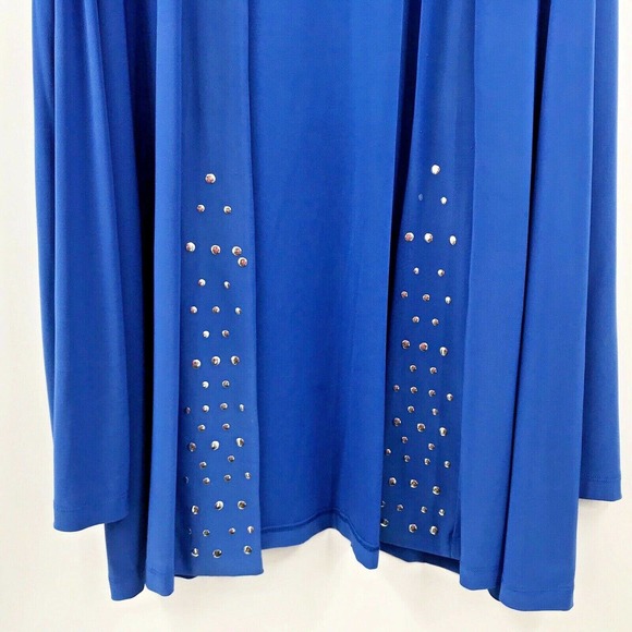CSC Studio Women's Size 2X Open Front Studded Long Sleeve Blue Blouse - Picture 3 of 7